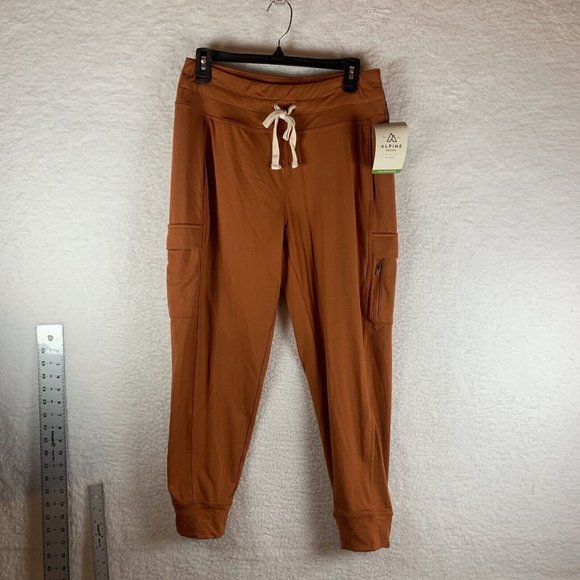 Alpine Design Jogger Womens Medium Orange Pockets Cargo Stretch Knit Pants‎ 7249 - Picture 1 of 9